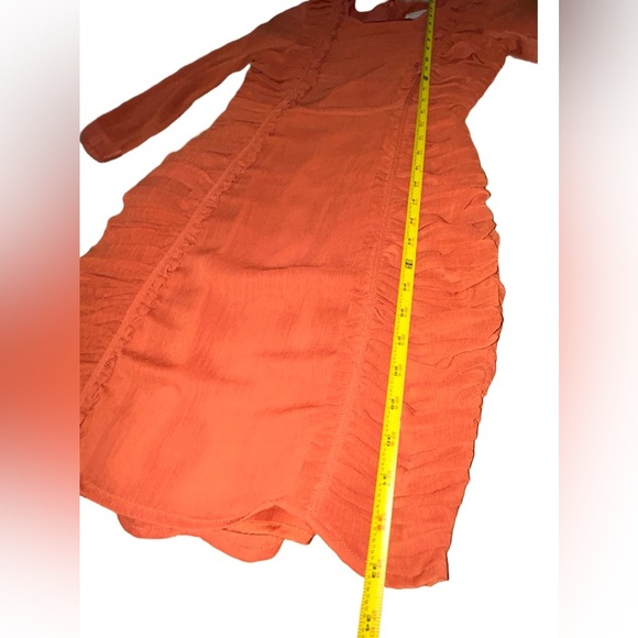 H&M Frill Burnt Orange Above Knee Dress Size 2 - Picture 6 of 12
